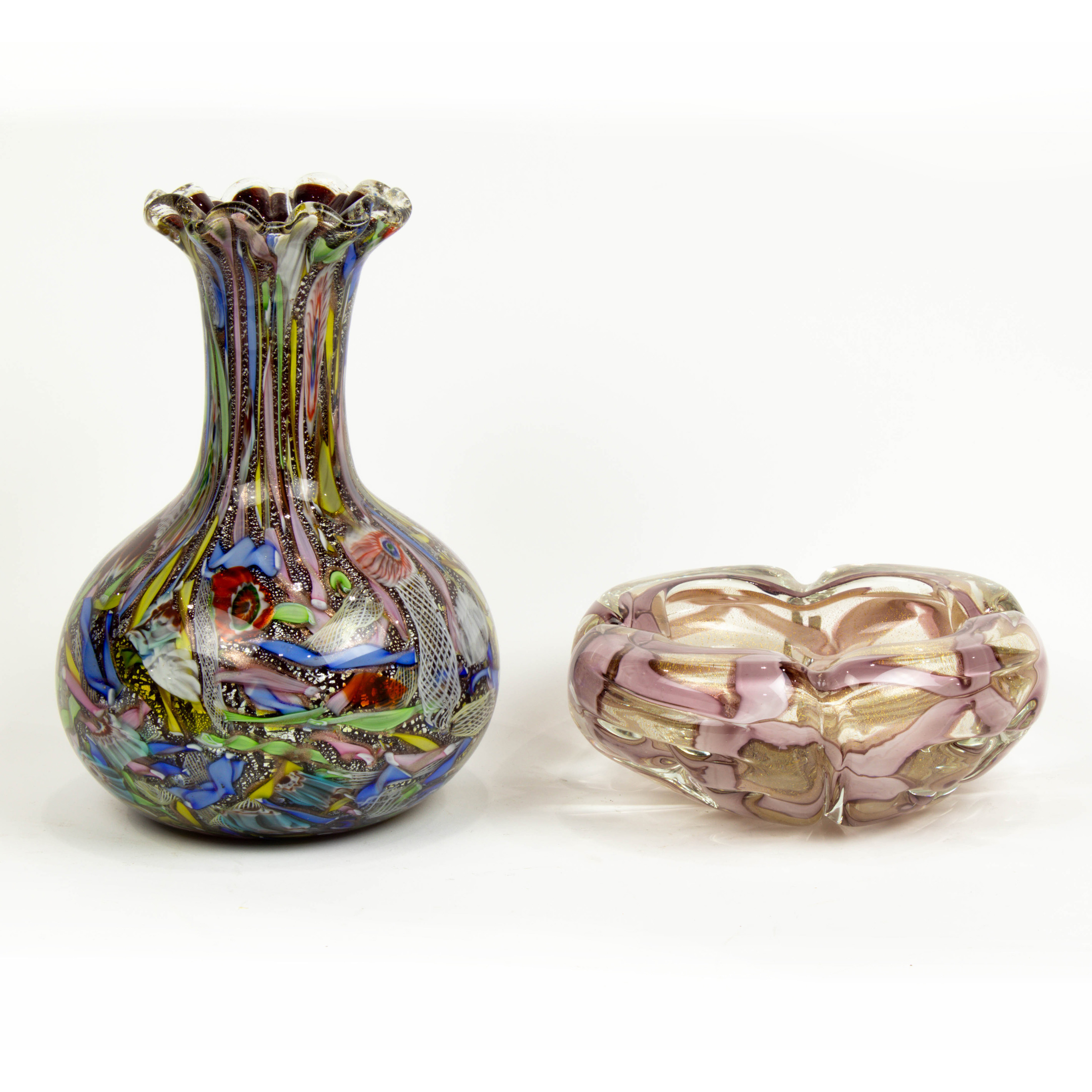 Appraisal: LOT OF MURANO GLASS LATTICINO AND GOLD FLECKED END-OF-DAY GLASS