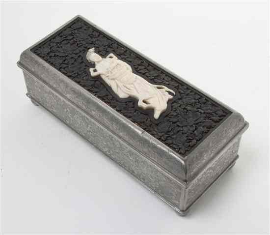 Appraisal: A Chinese Pewter Table Casket of rectangular form having black