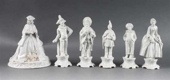 Appraisal: Six Capodimonte white porcelain figures th century figures include comic