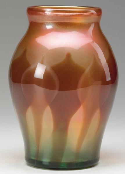 Appraisal: TIFFANY STUDIOS Paperweight glass vase with tall brown and white