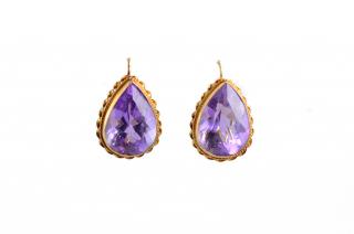 Appraisal: Antique Amethyst Earrings Antique K gold amethyst earrings Signed K