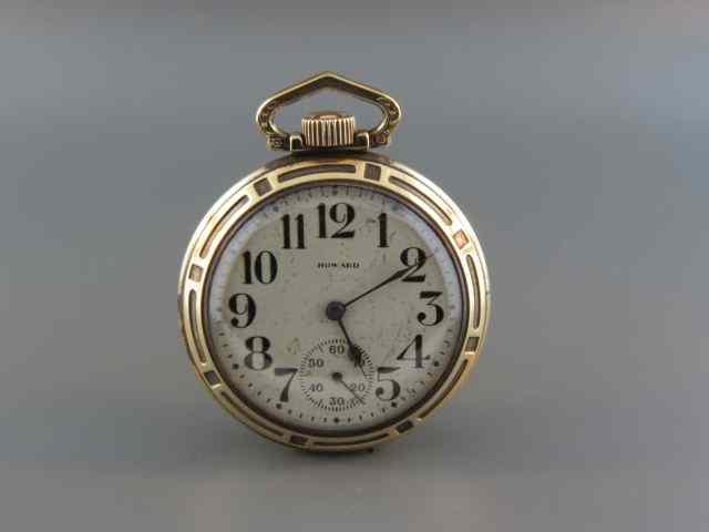 Appraisal: E Howard Pocketwatch openface jewels series size gold-filled case working