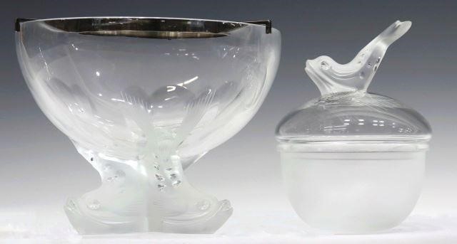 Appraisal: French Lalique art glass caviar set in the Igor pattern