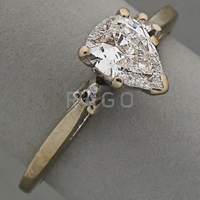 Appraisal: K GOLD DIAMOND SOLITAIRE RING Pear-shaped diamond approx ct and