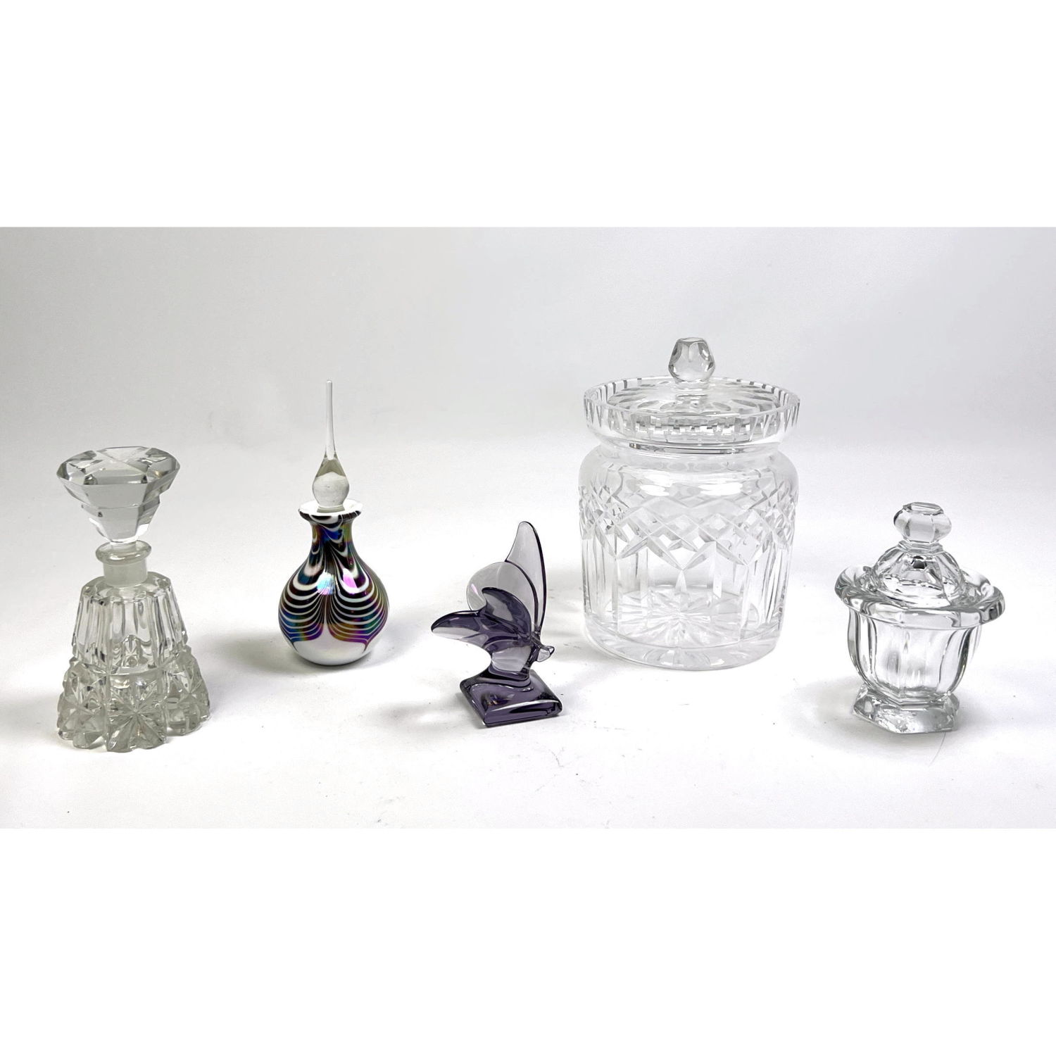 Appraisal: pc Crystal and Art Glass Lot WATERFORD Lidded Jar BACCARAT