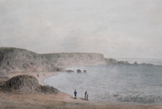 Appraisal: ENGLISH SCHOOL EARLY TH CENTURY Coastal scene with figures watercolour