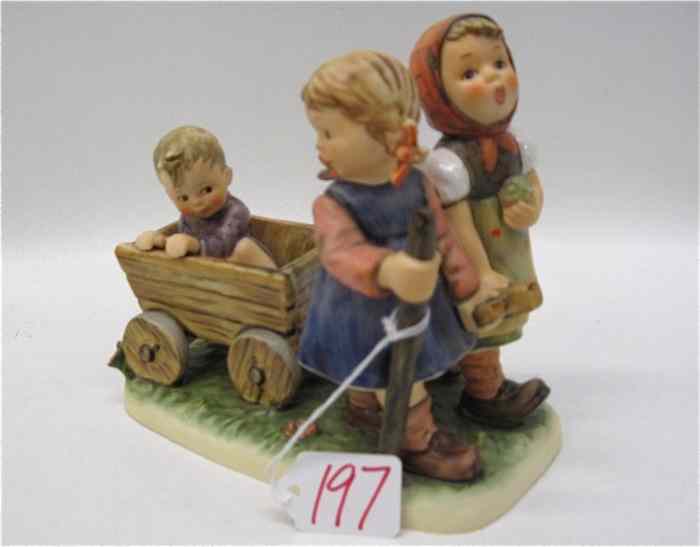 Appraisal: GERMAN HUMMEL PORCELAIN FIGURAL GROUP ''Pleasant Journey'' HUM TM- -