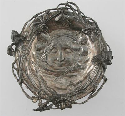 Appraisal: An Art Nouveau W M F pewter tray cast from