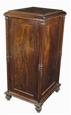 Appraisal: A William IV mahogany pedestal cupboard with lappet carved columns