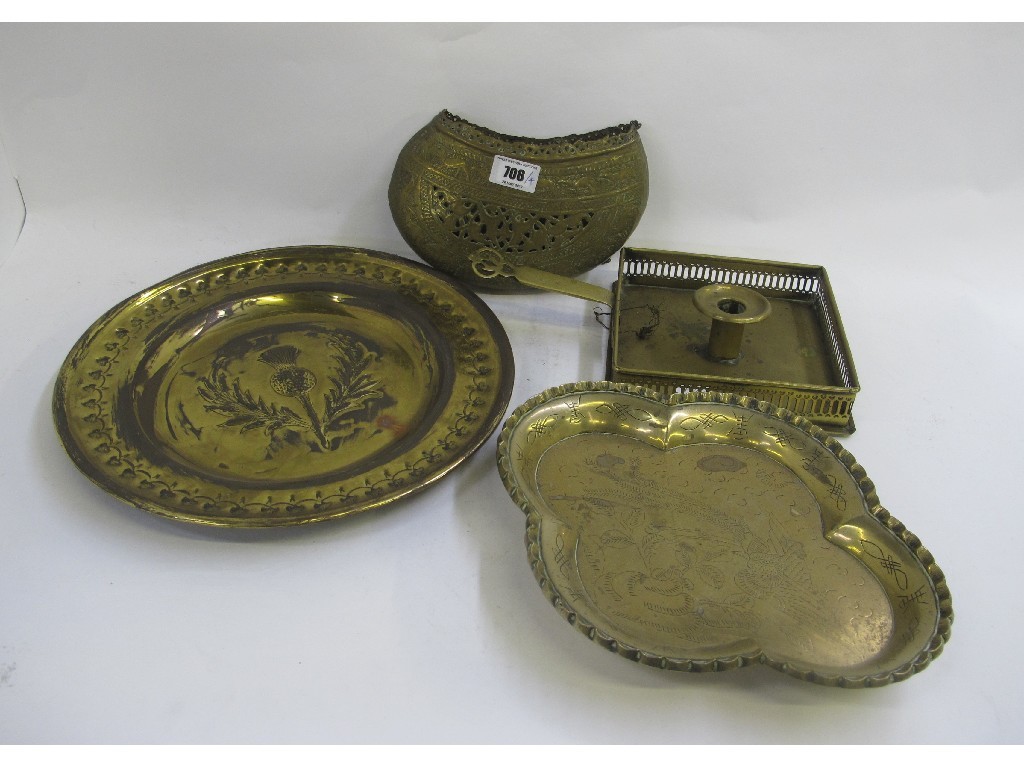 Appraisal: Brass tray dish candl