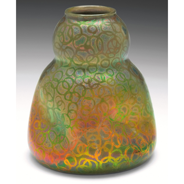 Appraisal: Clement Massier vase double gourd shape with indentations interlocking circle