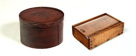 Appraisal: TWO BOXES American th century Bentwood oval storage box Original