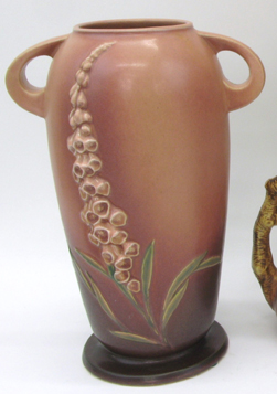 Appraisal: AMERICAN ROSEVILLE ART POTTERY VASE in the Foxglove pattern introduced