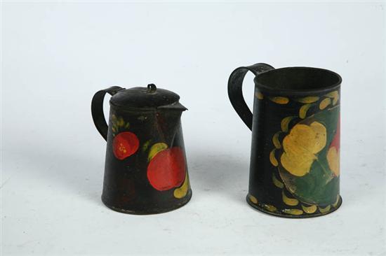 Appraisal: TWO PIECES OF TOLE American mid th century Mug and