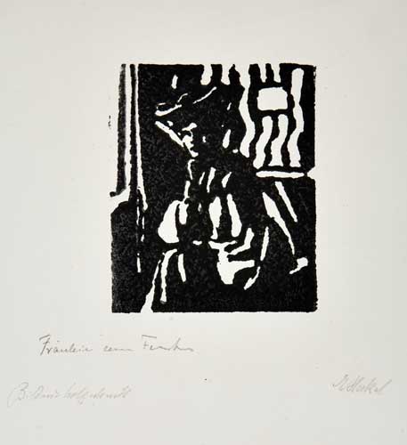 Appraisal: ERICH HECKEL Fr ulein am Fenster Woodcut on cream wove