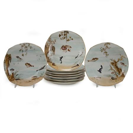 Appraisal: Set of Nine Limoges Porcelain Fish Plates Estimate -