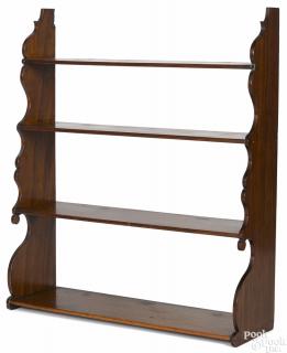 Appraisal: Mahogany hanging shelf th c with scalloped sides '' h