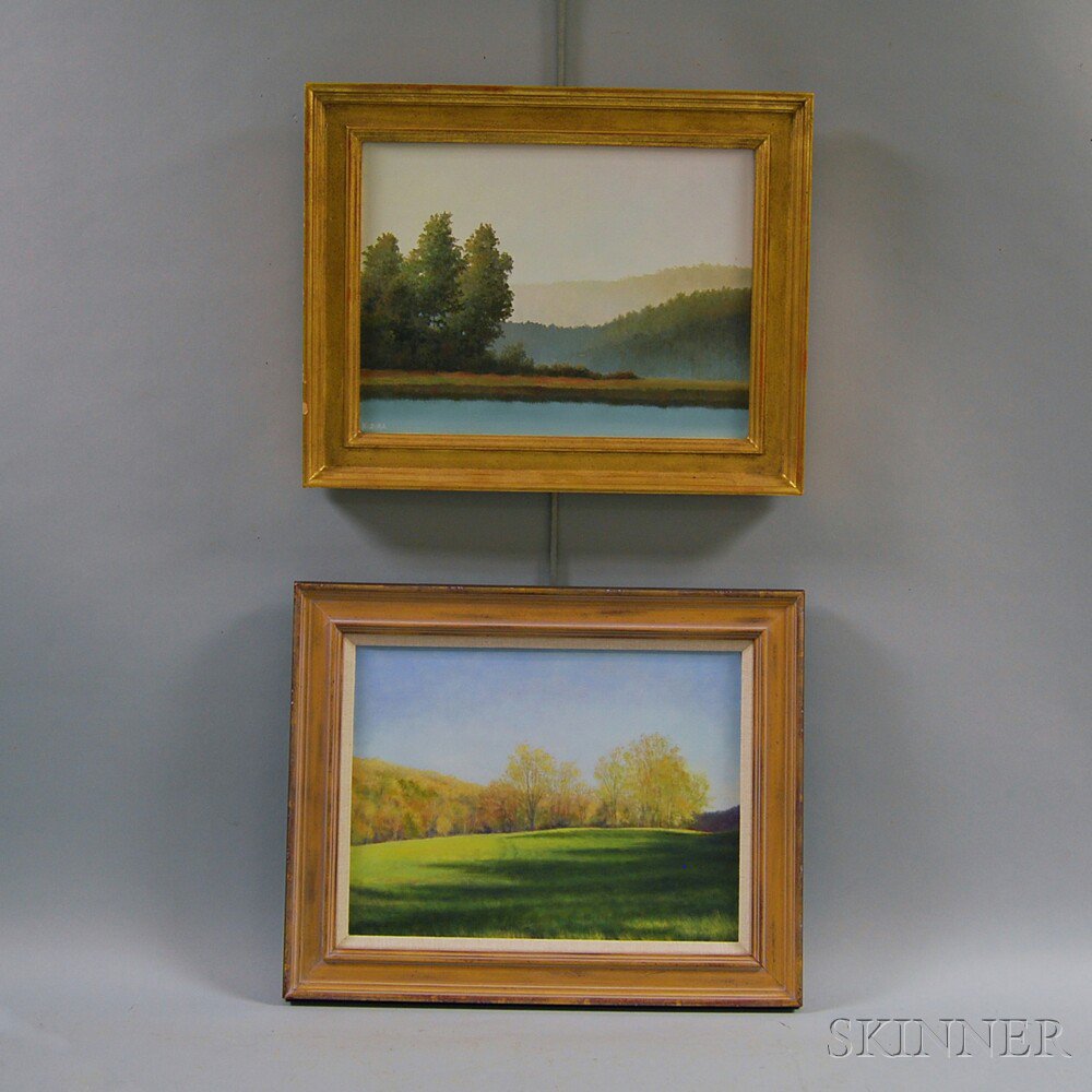 Appraisal: Two Landscape Paintings Robert Kozora American th st Century Playground