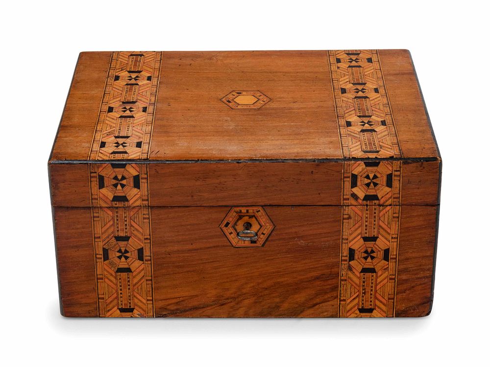 Appraisal: An Anglo-Colonial Parquetry Document Box An Anglo-Colonial Parquetry Document Box