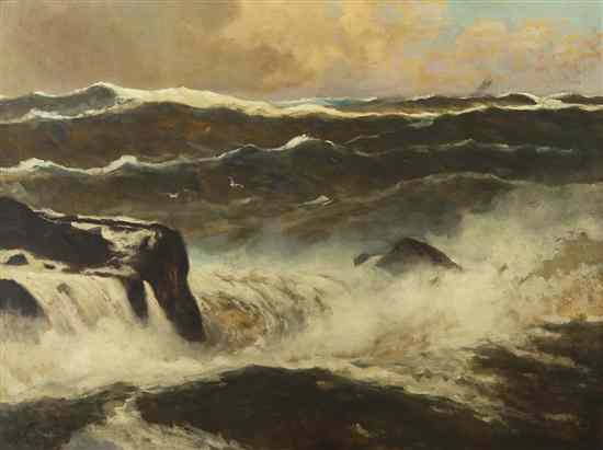 Appraisal: Royal Hill Milleson American - Crashing Waves oil on canvas