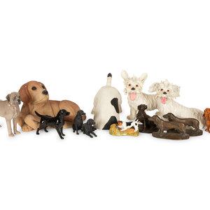 Appraisal: A Collection of Dog Figures comprising porcelain composite and bronze