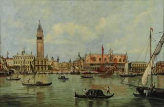 Appraisal: TERRINI Alberto Oil on Canvas View of Venice Signed lower