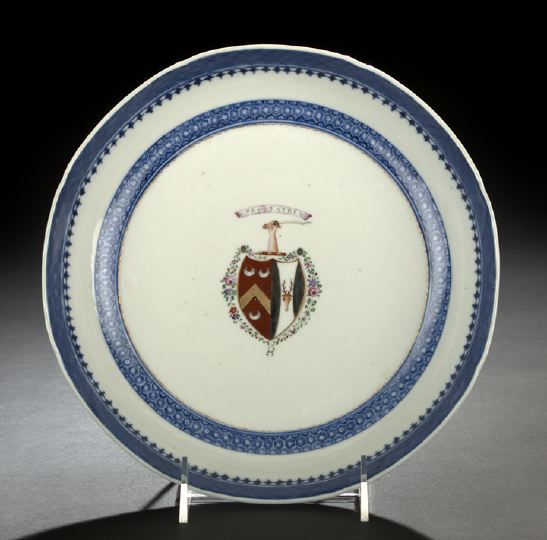 Appraisal: Rare Chinese Export Porcelain Armorial Saucer Dish Qianlong Reign -