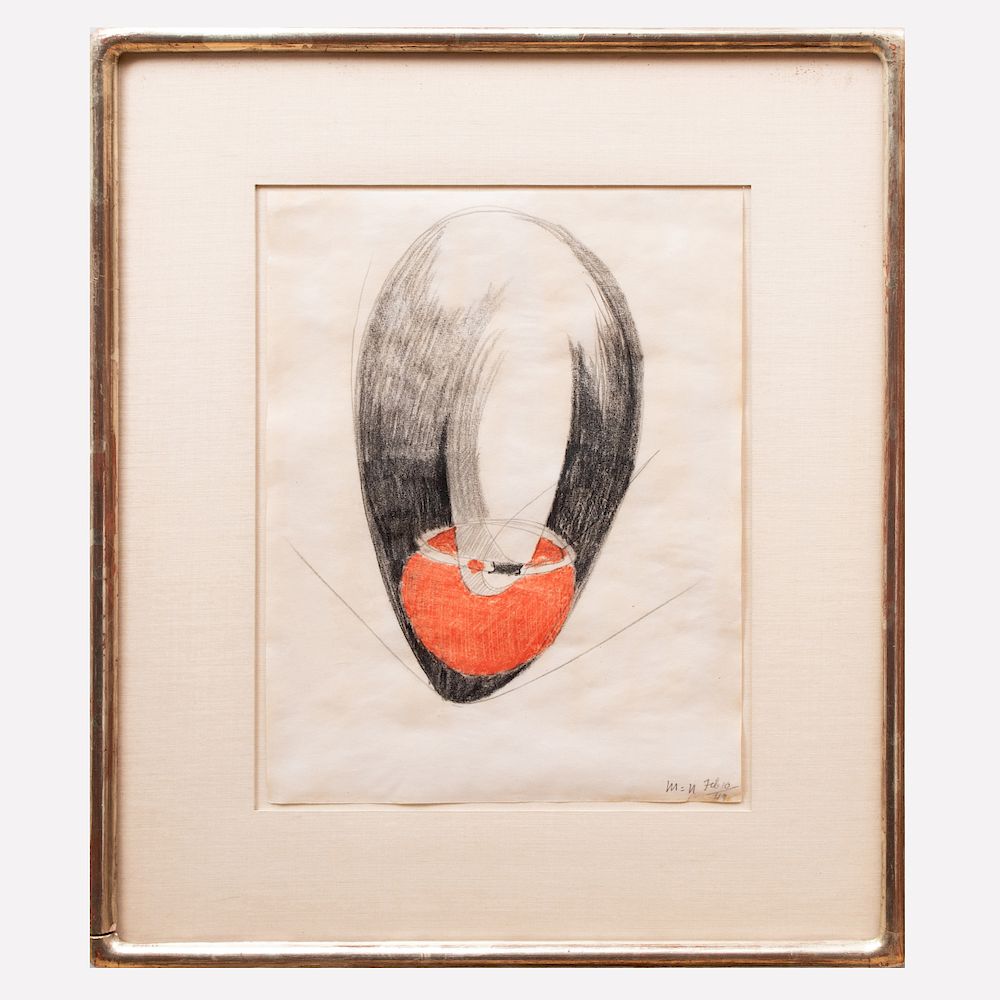 Appraisal: Laszlo Moholy-Nagy - Untitled Pencil and red crayon on paper