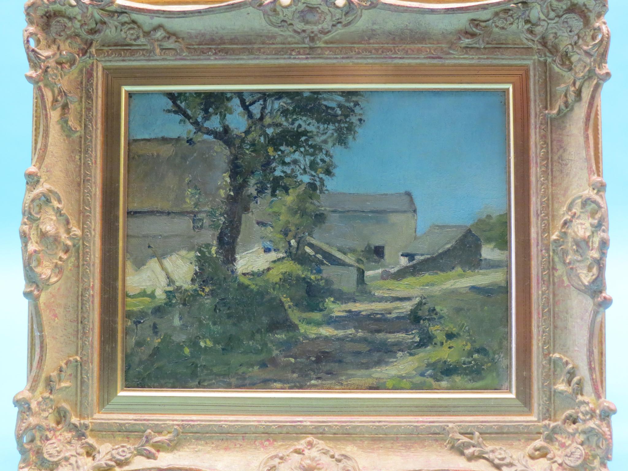 Appraisal: An oil on canvas - farmyard scene unsigned x in