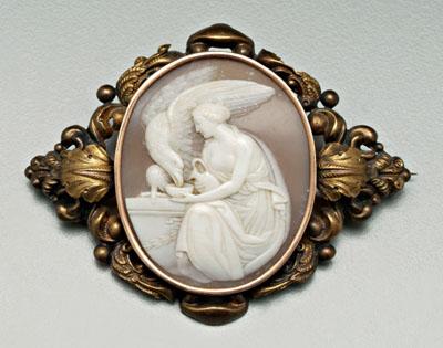 Appraisal: Carved cameo Hebe and eagle oval with finely carved seated