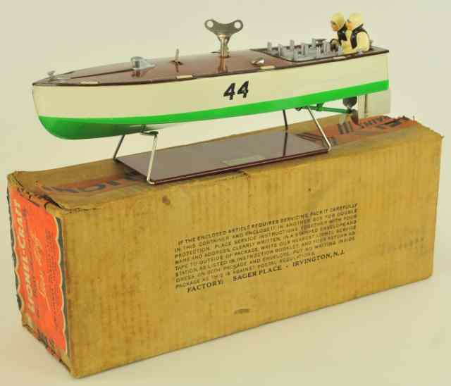 Appraisal: BOXED LIONEL SPEED BOAT Pressed steel white and green hull