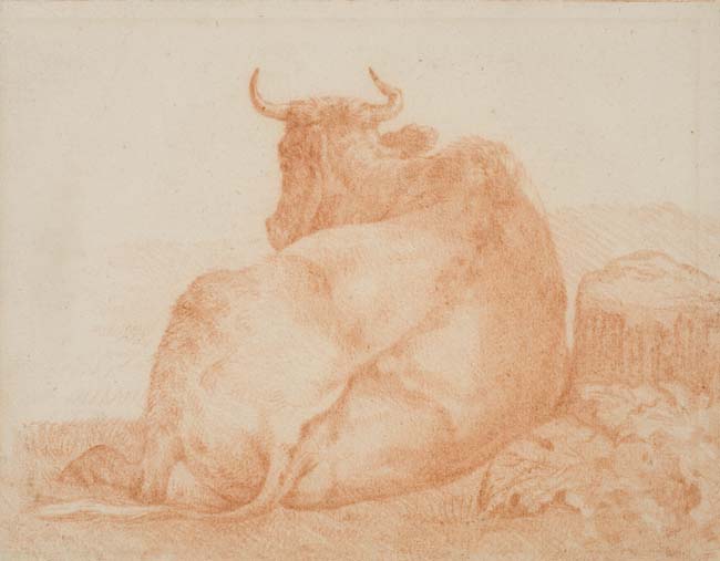 Appraisal: DUTCH SCHOOL TH-CENTURY Study of a Resting Cow Red chalk