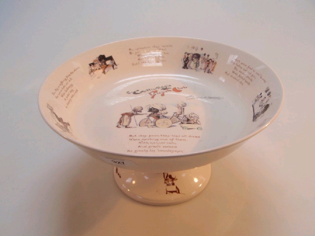 Appraisal: A Gollywogs bicycle club pottery pedestal bowl printed with rhymes