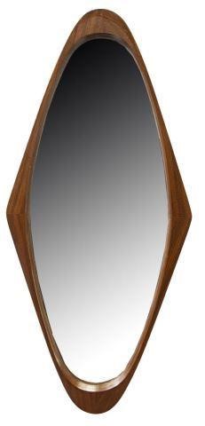 Appraisal: Italian mid-century modern teakwood wall mirror c s shaped frame