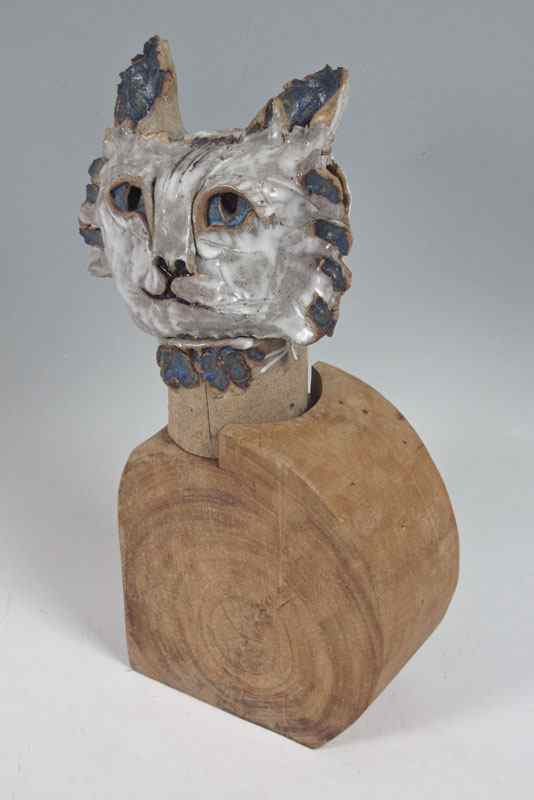 Appraisal: NOSTI Harold American th C Cat Portrait Glazed and Fired