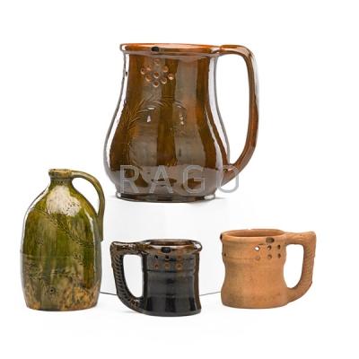 Appraisal: GEORGE OHR Three puzzle mugs and puzzle jug Condition Report