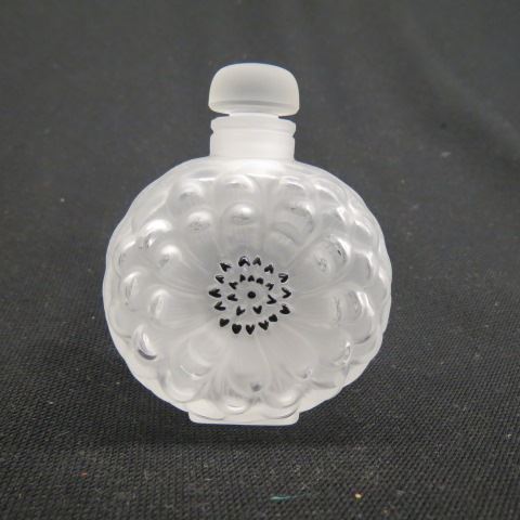 Appraisal: Lalique French Crystal Perfume Bottle enameled floral excellent