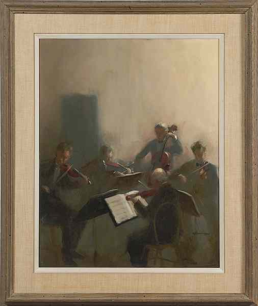 Appraisal: Symphony Scene by William Harnden Oil on Board William Harnden