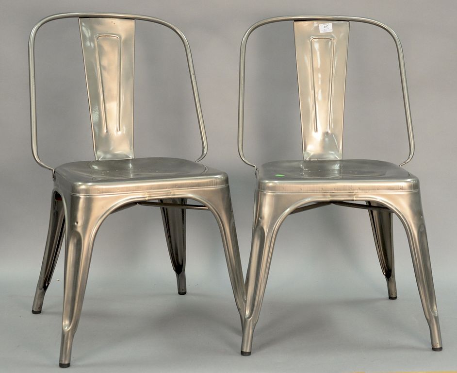 Appraisal: Eight industrial style metal stacking chairs Eight industrial style metal