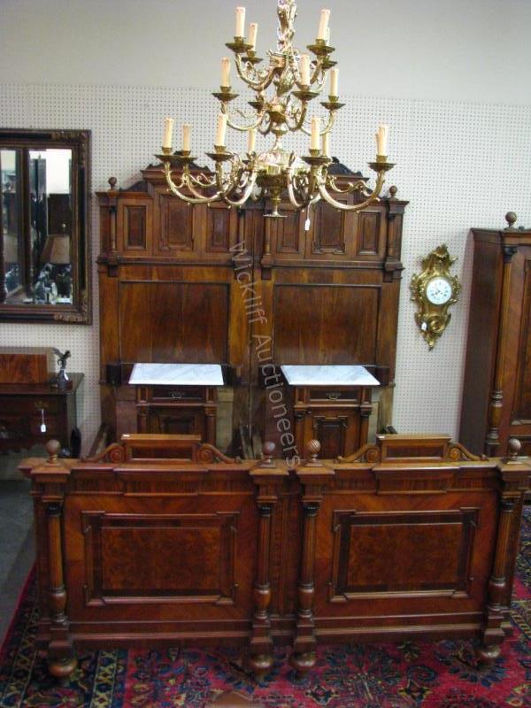 Appraisal: An antique Austrian Victorian bedroom group two former twin beds