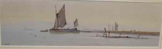 Appraisal: J Maurice pair of watercolours Fishing boats and barges along