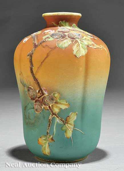 Appraisal: A Japanese Nippon Moriage Porcelain Vase early th c overall