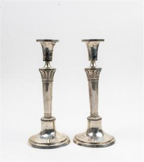 Appraisal: A Pair of German Silver Candlesticks Maker's Mark IH Frankfurt