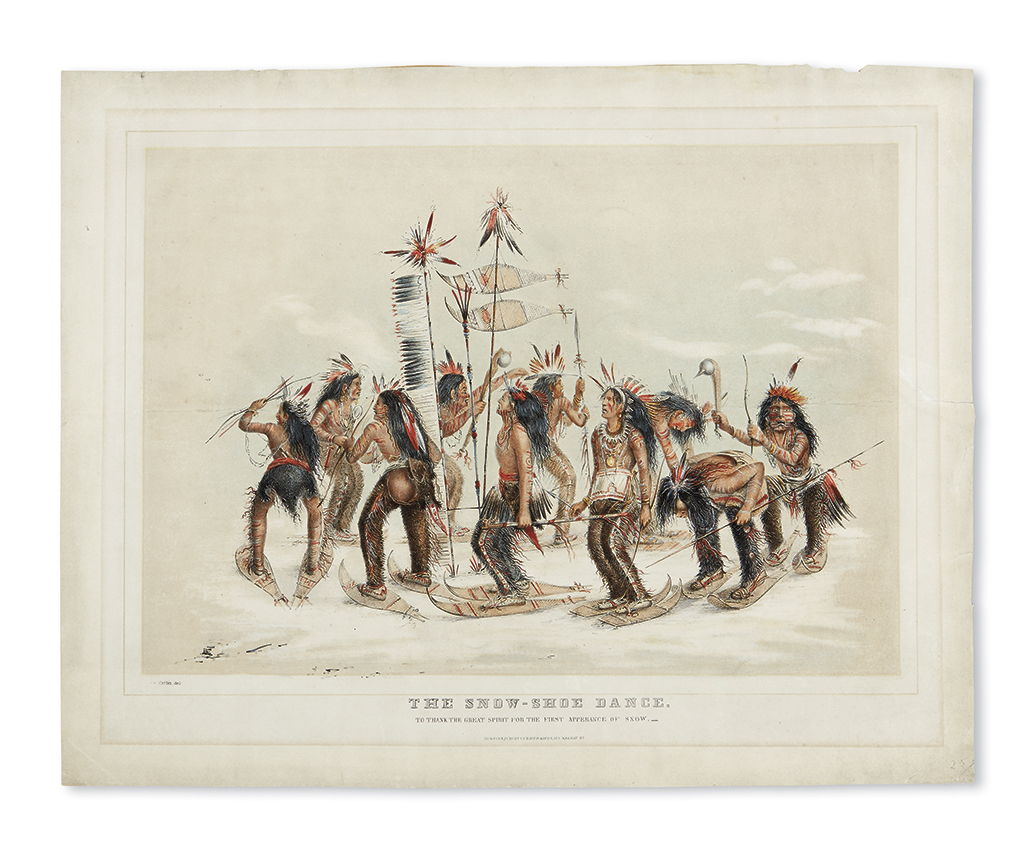 Appraisal: AMERICAN INDIANS--PRINTS Catlin George artist The Snow-Shoe Dance to Thank