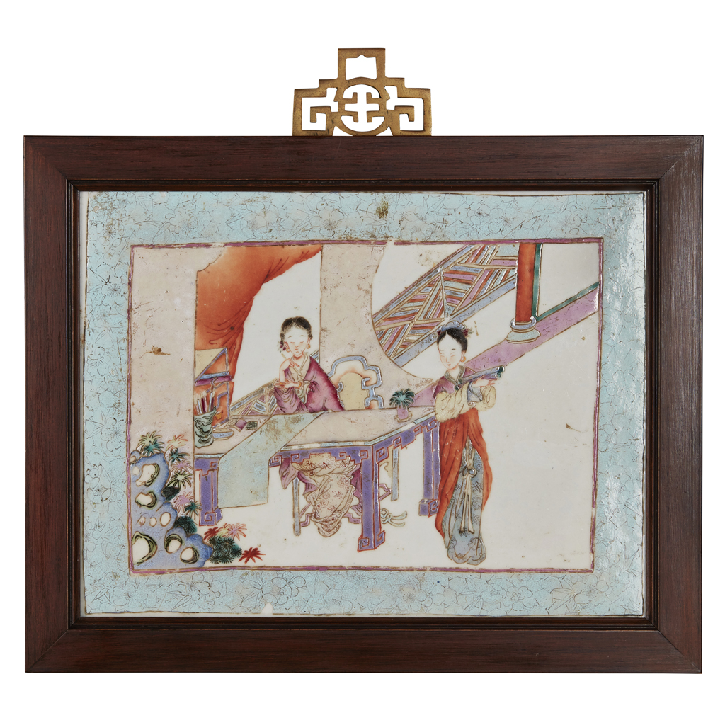 Appraisal: TWO FAMILLE ROSE PORCELAIN PLAQUES QING DYNASTY TH CENTURY the