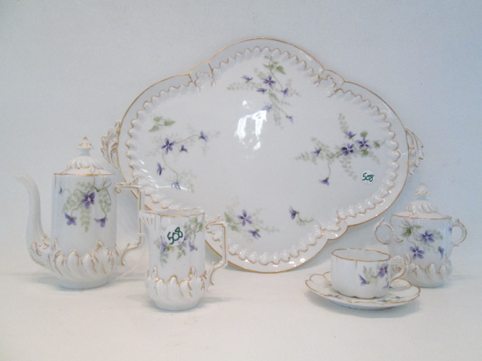 Appraisal: LIMOGES FRANCE PORCELAIN TEA SERVICE WITH TRAY pieces including a