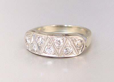 Appraisal: ART DECO K OLD EURO CUT DIAMOND BAND RING Circa