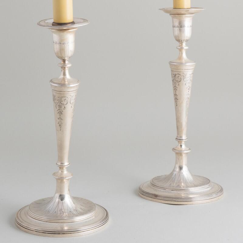 Appraisal: Pair Tiffany Co Silver Candlesticks Mounted as Lamps Marked 'Sterling'