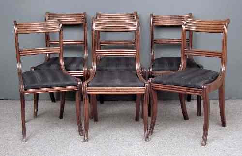 Appraisal: A set of six George IV mahogany dining chairs the