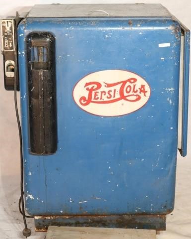 Appraisal: PEPSI COLA REFRIGERATED VENDING MACHINE LIFT-TOP BLUE PAINT OVER STEEL